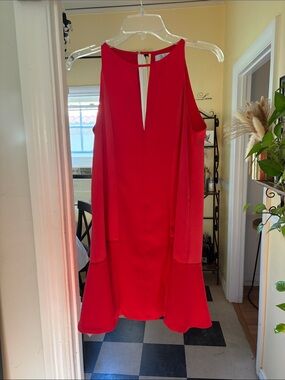 Parker Red Sleeveless V-Neck Shift Dress